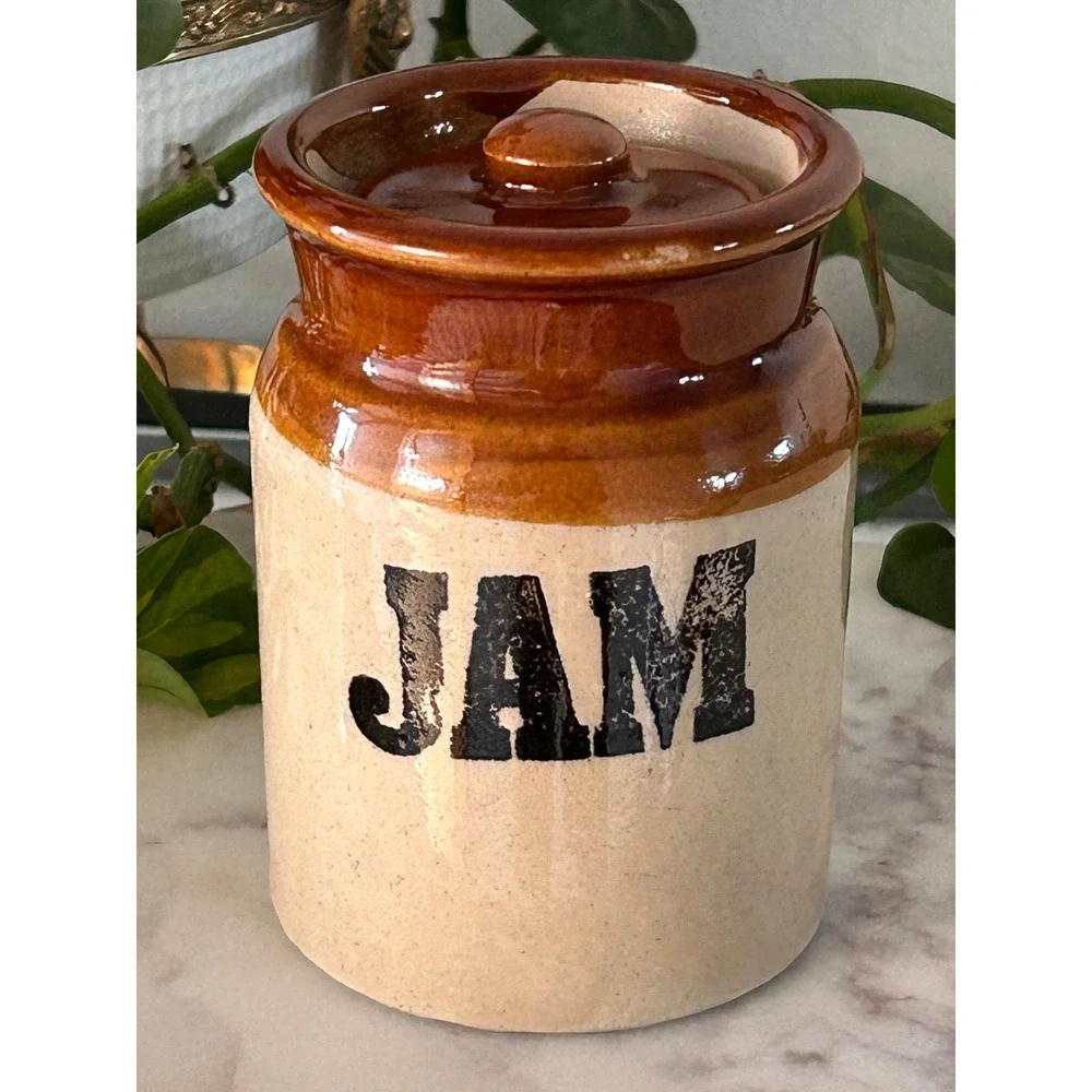 Pearsons of Chesterfield Vintage Stoneware Jam Jar Lidded Crock Made in England